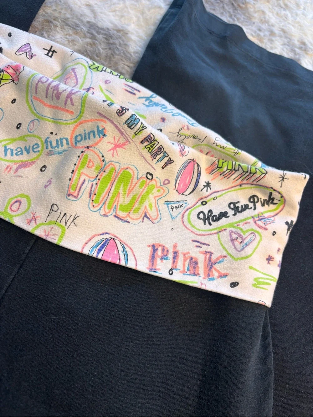 Y2K Victoria's Secret Leggings with Printed Fold-Over Waistband